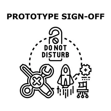 Prototype sign off process completing development project 스톡 일러스트