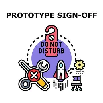 Prototype sign off process completing development project Stock Illustration