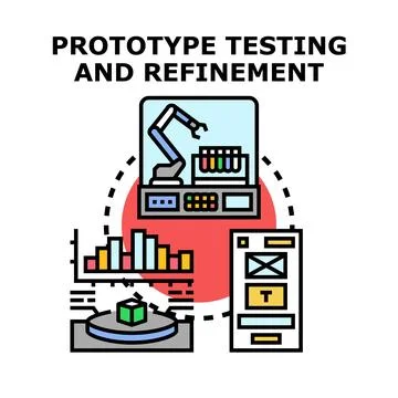 Prototype testing and refinement process development cycle Illustrazione stock