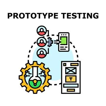 Prototype testing and user experience development process Illustrazione stock