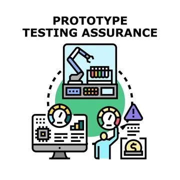 Prototype testing assurance concept developing control quality Stock Illustration