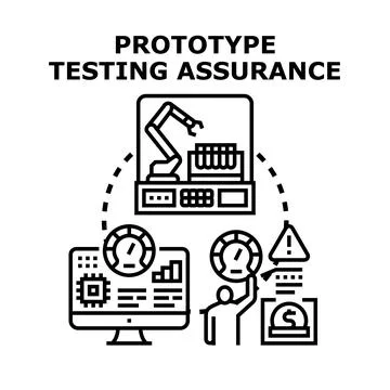 Prototype testing assurance concept developing control quality Stock Illustration