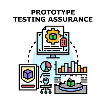 Prototype testing assurance evaluating product development quality Stock Illustration