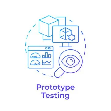 Prototype testing blue gradient concept icon Illustrazione stock