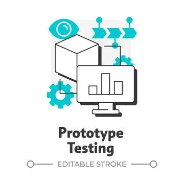 Prototype testing flat outline concept icon Illustrazione stock