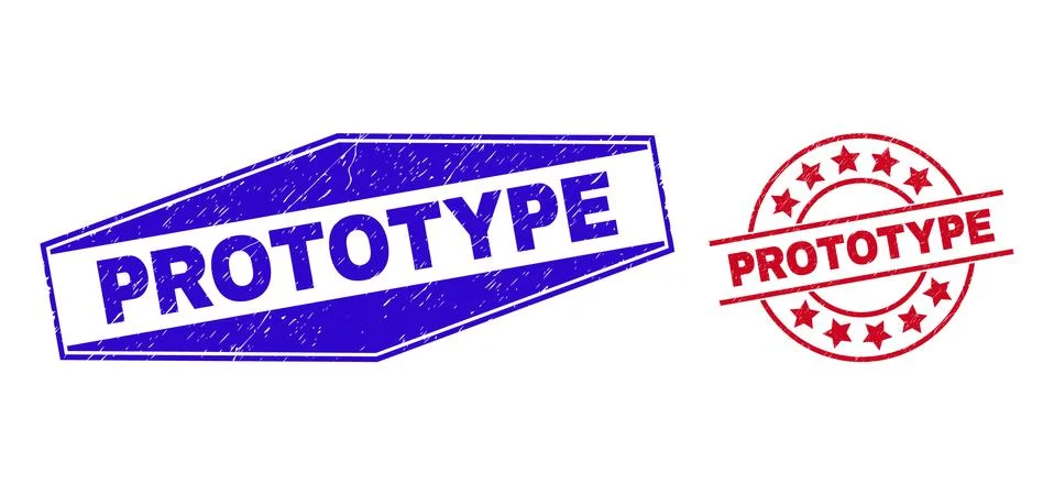 PROTOTYPE Textured Stamp Seals in Round and Hexagonal Shapes Illustrazione stock