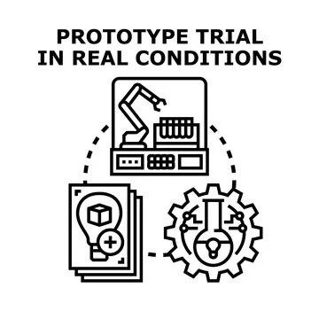 Prototype trial concept, developing innovation processes Stock Illustration