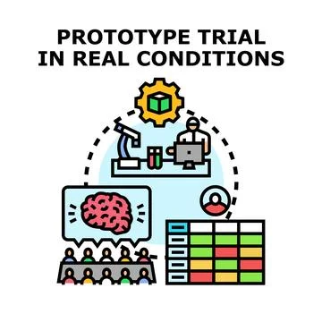 Prototype trial conducting research testing and development process 스톡 일러스트