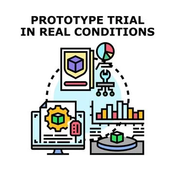 Prototype trial process validating product development concept Ilustração Stock