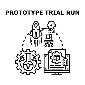 Prototype trial run developing a new product concept Stockillustratie