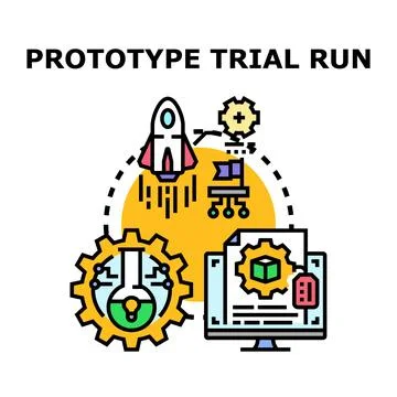 Prototype trial run developing a new product concept Illustrazione stock