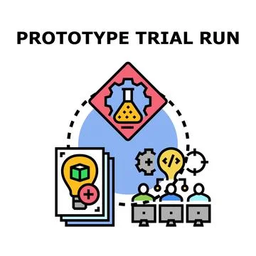 Prototype trial run development and testing process Stockillustratie