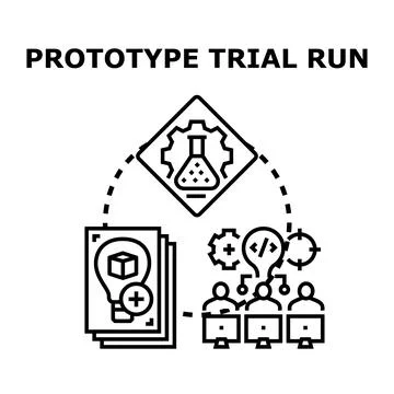 Prototype trial run development and testing process Stock Illustration