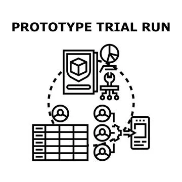 Prototype trial run evaluating product development process Ilustração Stock