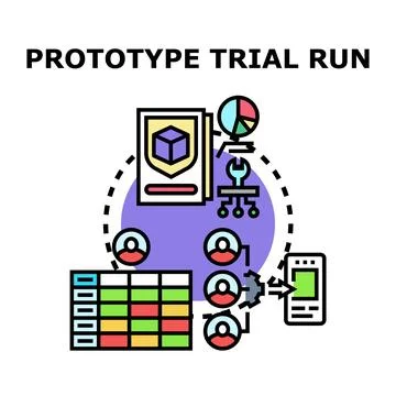 Prototype trial run evaluating product development process Ilustração Stock
