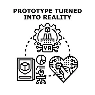 Prototype turning into reality icon illustrating development process Stockillustratie
