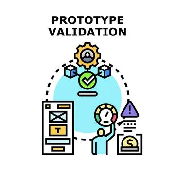 Prototype validation process for product development testing Stock Illustration