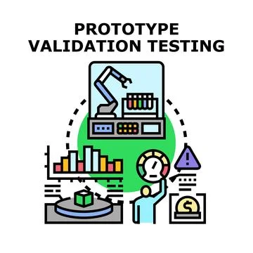 Prototype validation testing process with engineering and quality control Stock Illustration