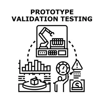 Prototype validation testing process with engineering and quality control Stock Illustration