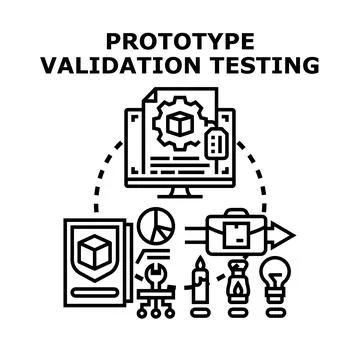 Prototype validation testing process for product development 库存插图