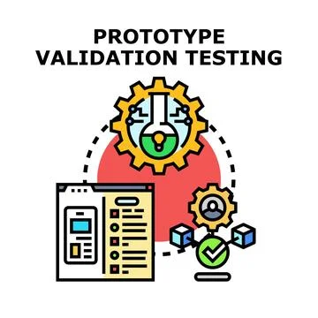 Prototype validation testing process for product development Stockillustratie