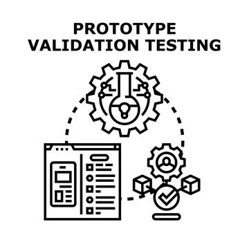 Prototype validation testing process for product development Stock Illustration