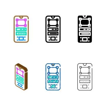 Prototype variations ux ui design color icon vector Stock Illustration