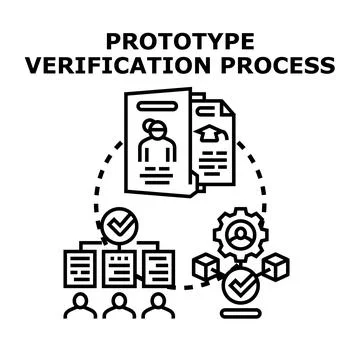 Prototype verification process developing product solution Illustrazione stock
