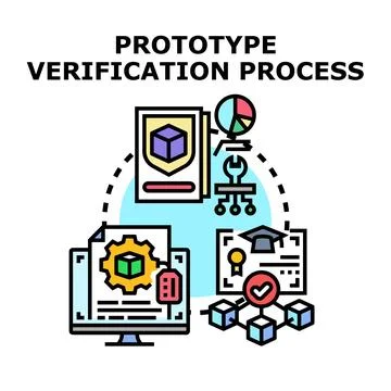 Prototype verification process, testing, development, and certification Stock Illustration