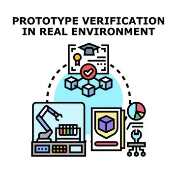 Prototype verification in real environment development concept Stock Illustration