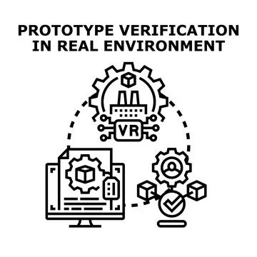 Prototype verification in real environment product development Stock Illustration