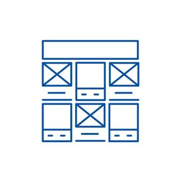 Prototype, web design line icon concept. Prototype, web design flat vector Stock Illustration