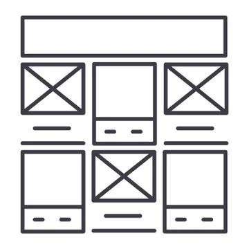 Prototype, web design vector line icon, sign, illustration on background Stock Illustration