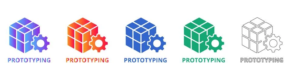 Prototyping and Development Cube Icons Stock Illustration