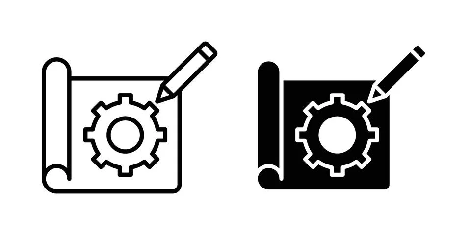 Prototyping icon linear versions pack on white background Stock Illustration