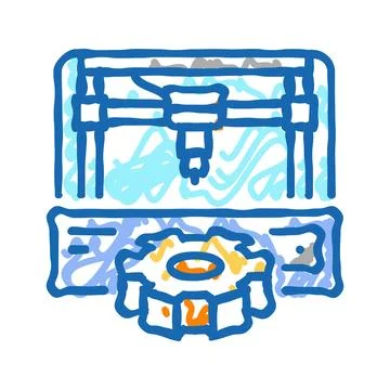 Prototyping manufacturing engineer icon doodle illustration Stock Illustration