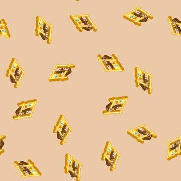 Prototyping manufacturing engineer isometric icon seamless pattern Stock Illustration