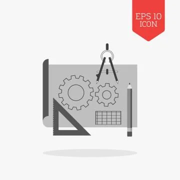 Prototyping, project icon. Flat design gray color symbol. Modern UI web navig Stock Illustration