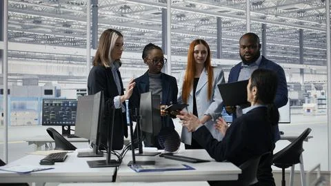 Prototyping semiconductor, AI and engineering team in office Stock Photos