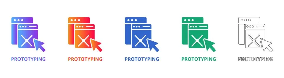 Prototyping Software Process Icons Set Illustration