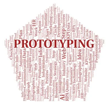 Prototyping typography word cloud create with the text only. Illustrazione stock