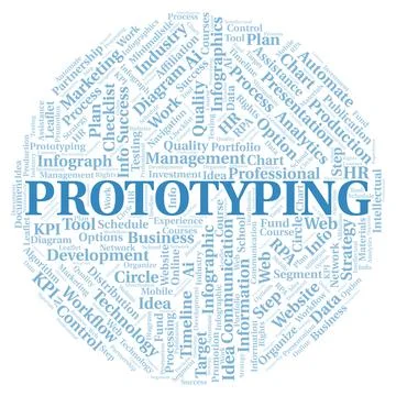 Prototyping typography word cloud create with the text only. Stock Illustration