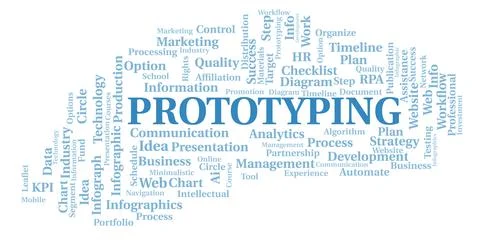 Prototyping typography word cloud create with the text only. Stock Illustration