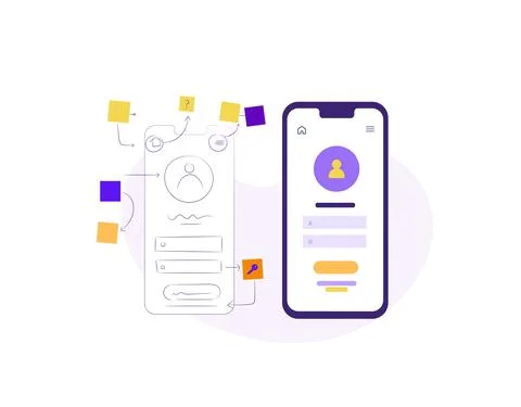 Prototyping Usability Interface For Mobile Phone Stock Illustration