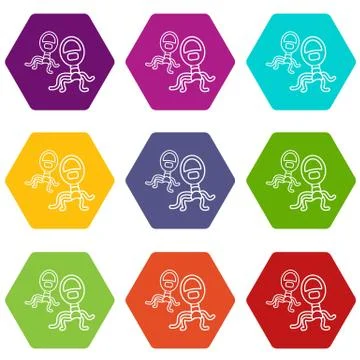 Protozoan virus icons set 9 vector Stock Illustration