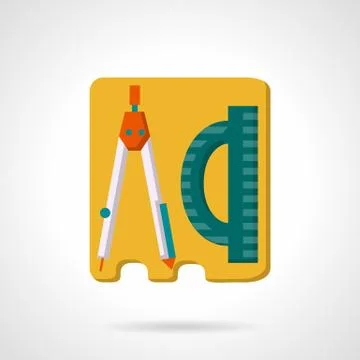 Protractor and compass flat color vector icon. イラスト素材