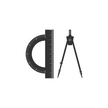 Protractor and drawing compass icon isolated. Drawing professional instrument 스톡 일러스트