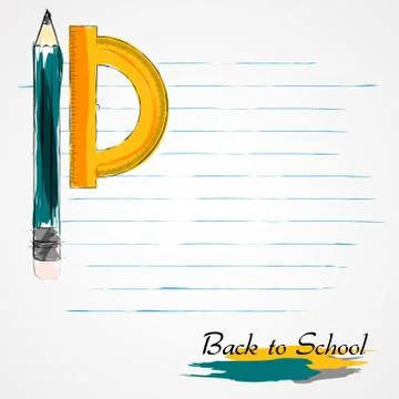 Protractor and pencil Stock Illustration