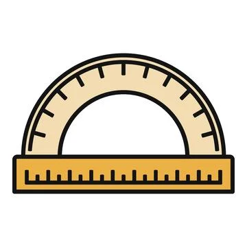 Protractor and ruler geometry tool measuring angles Stock Illustration