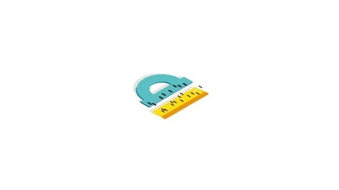 Protractor and ruler icon animation Video stock 161247990